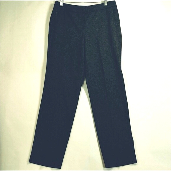 Rafaella Trousers Women's 6P Curvy Heathered Charcoal Grey Zip Straight Leg - Picture 6 of 11